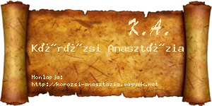 Körözsi Anasztázia névjegykártya